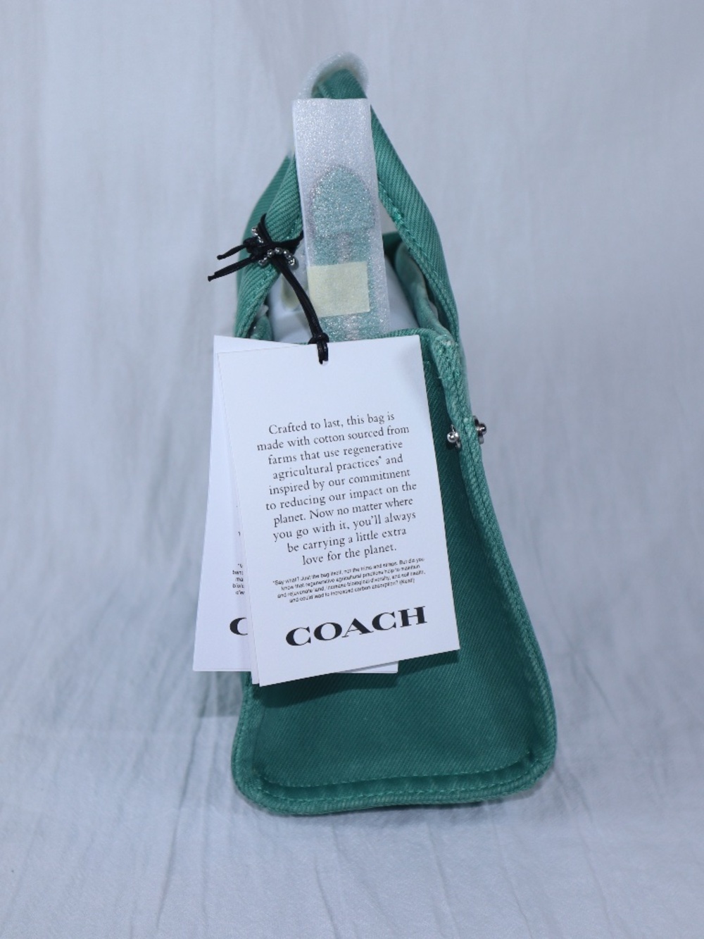 COACH Denim Cargo Tote 26 Mini Mint/Teal Handbag Crossbody NWT - Picture 2 of 7